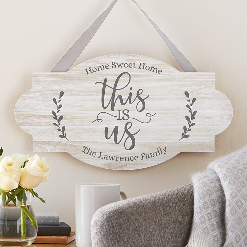 Blossoming This Is Us Personalized Wooden Hanging Sign