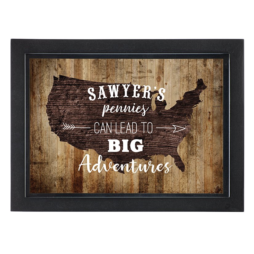 Adventure Savings Personalized Wooden Bank