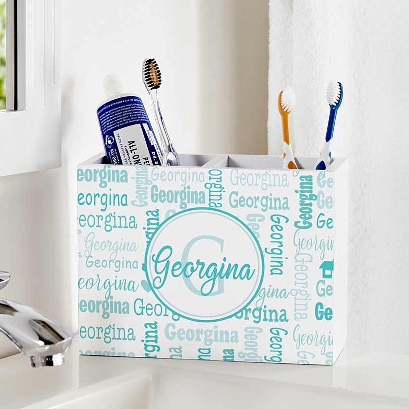 Custom Family Name Wooden Bathroom Caddy