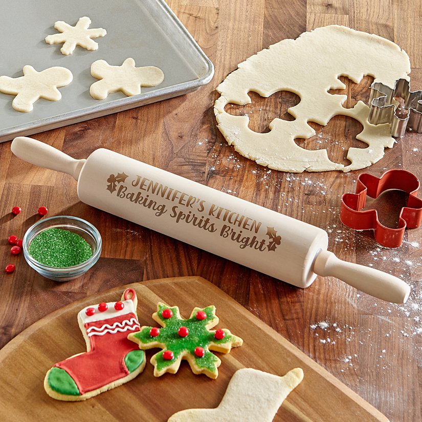 Bright Baking Spirits Personalized Wooden Rolling Pin