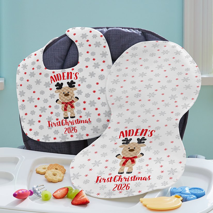 Adorable Fawn Personalized Bib & Burp Cloth Set