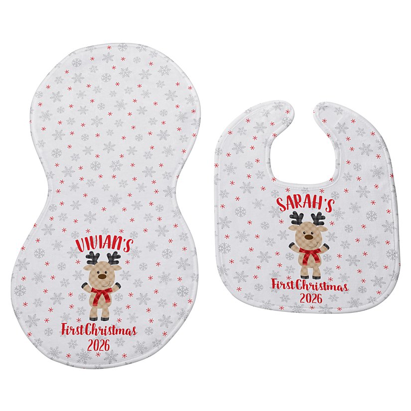 Adorable Fawn Personalized Bib & Burp Cloth Set