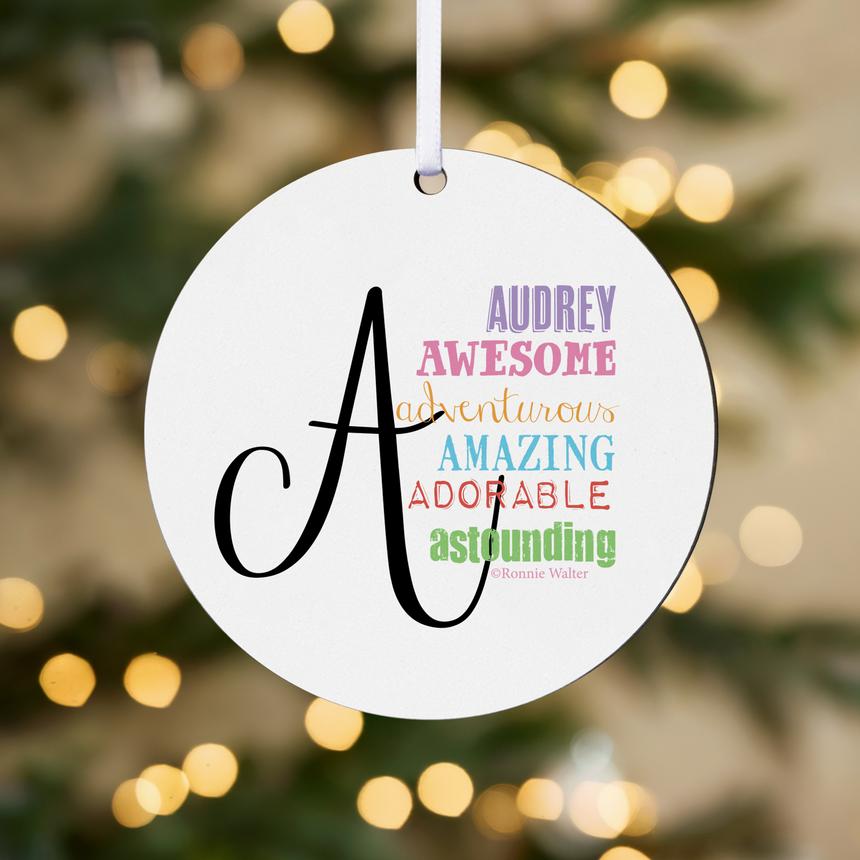 All About Her Personalized Circular Ornament