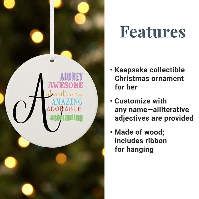 All About Her Personalized Circular Ornament