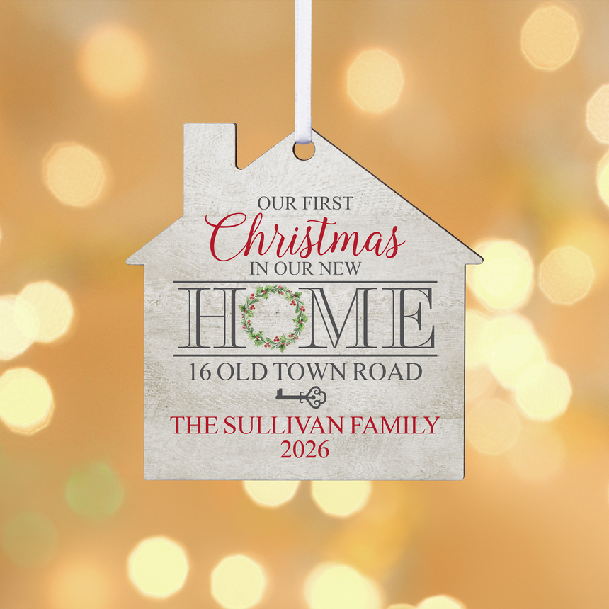First Holiday in Our New Home Personalized House Ornament