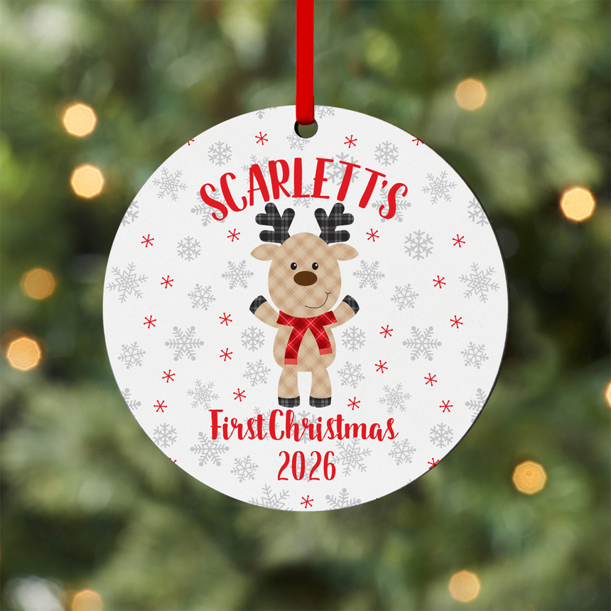 Adorable Deer Round Personalized Ornament