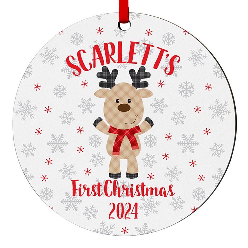 Adorable Deer Round Personalized Ornament