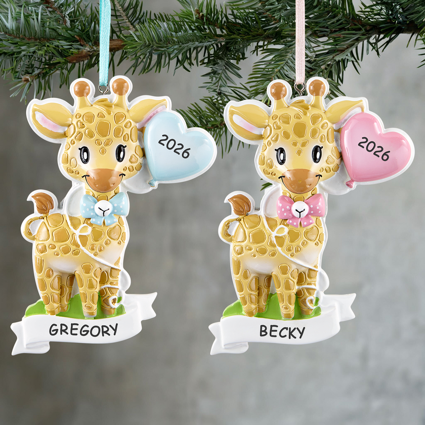 Baby Giraffe Personalized Christmas Ornament