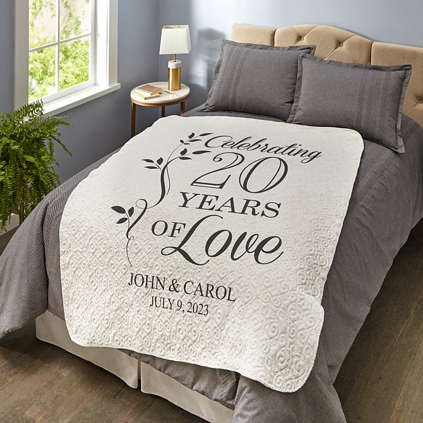 Embrace of Love Anniversary Personalized Quilted Blanket