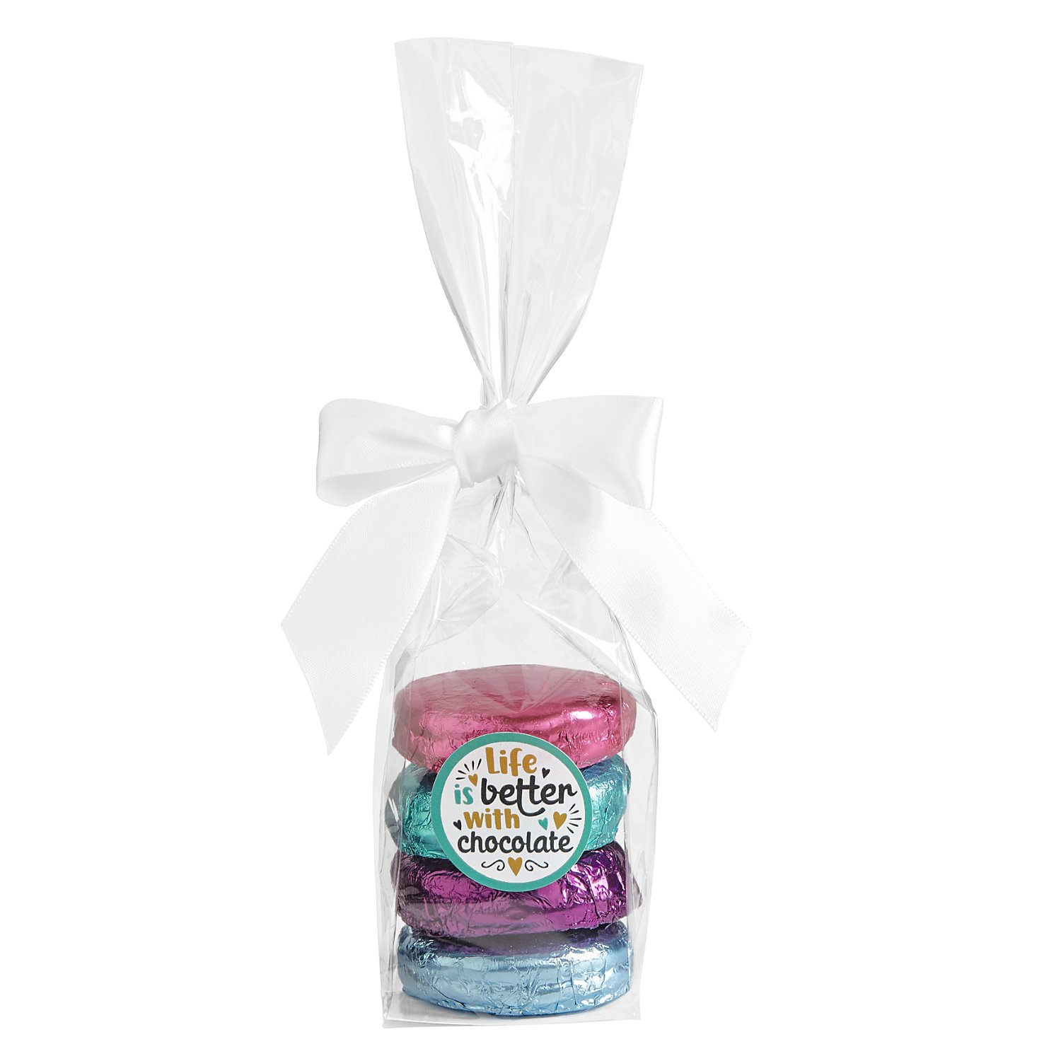 4 Piece Rainbow Chocolate Covered Oreo in Bow Bag