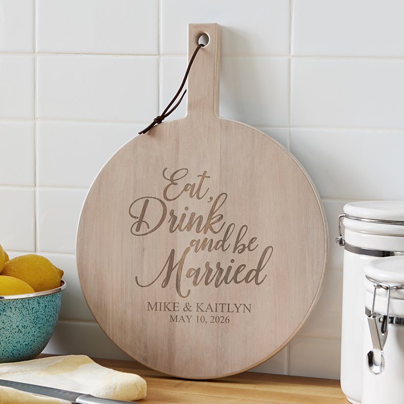 Celebrate Love Round Personalized Wooden Server