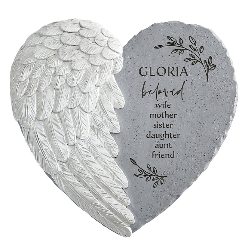 Loved By All Heart Wing Garden Stone