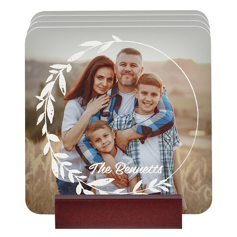 Modern Wreath Photo Coasters
