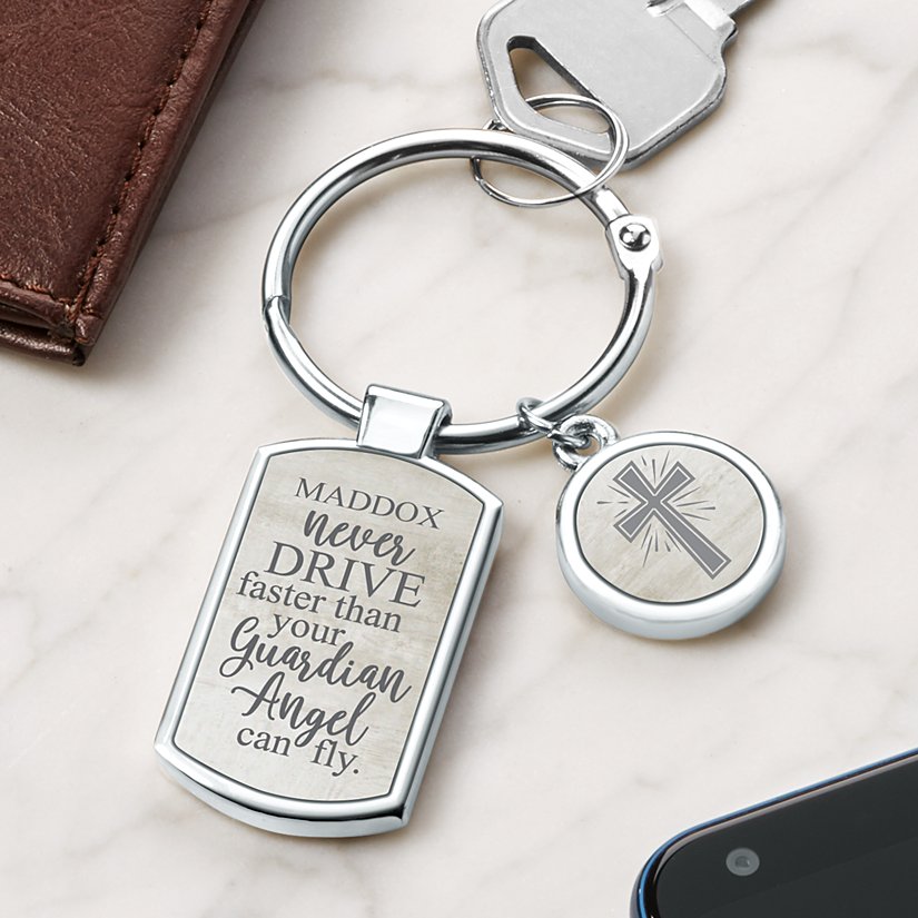 Protective Angel Personalized Keychain
