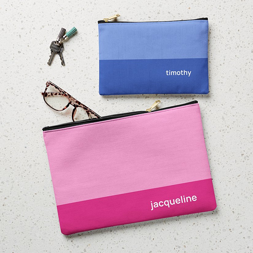 Colorblock Name Zipper Pouch