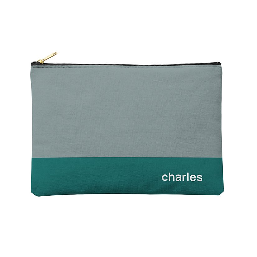 Colorblock Name Zipper Pouch
