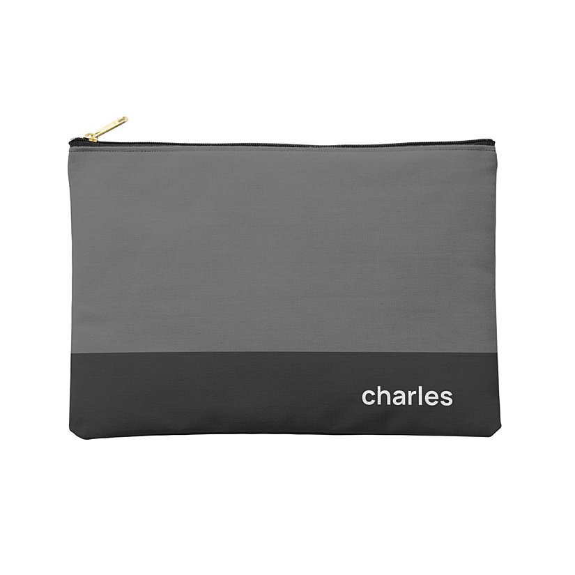 Colorblock Name Zipper Pouch