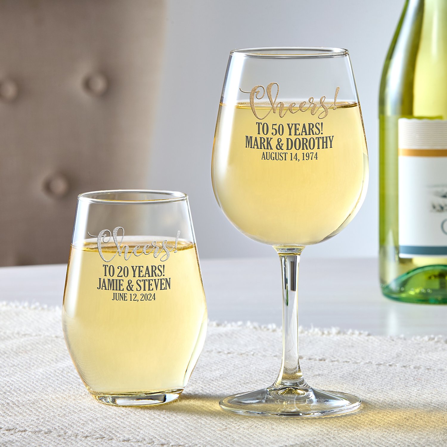 Celebrate! Anniversary Personalized Wine Glass Set