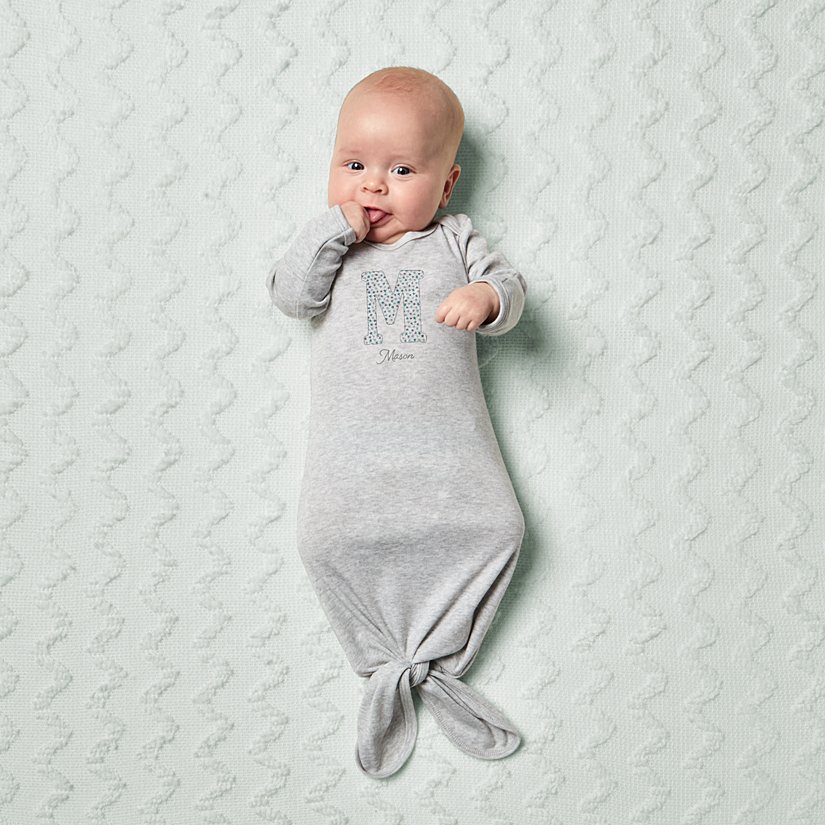 Big Fun Letter Baby Knotted Gown