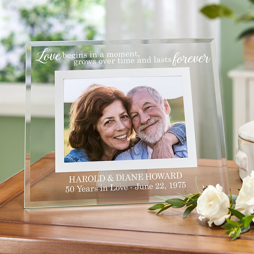 Everlasting Love Anniversary Personalized Glass Photo Frame