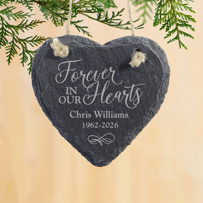 Always and Forever Memorial Heart Slate Ornament