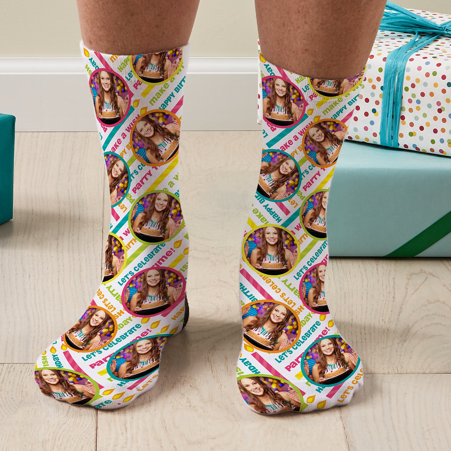 Unique Birthday Wish Personalized Photo Socks
