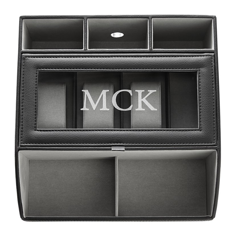 Faux Leather Personalized Charging Valet Station