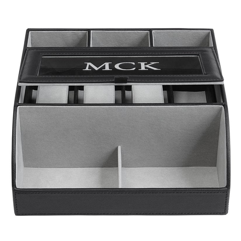 Faux Leather Personalized Charging Valet Station