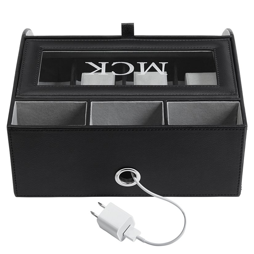 Faux Leather Personalized Charging Valet Station
