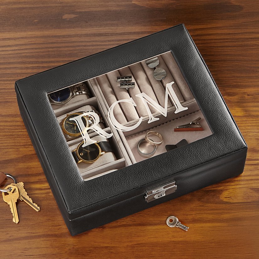 Faux Leather Personalized Watch Box & Accessory Organizer