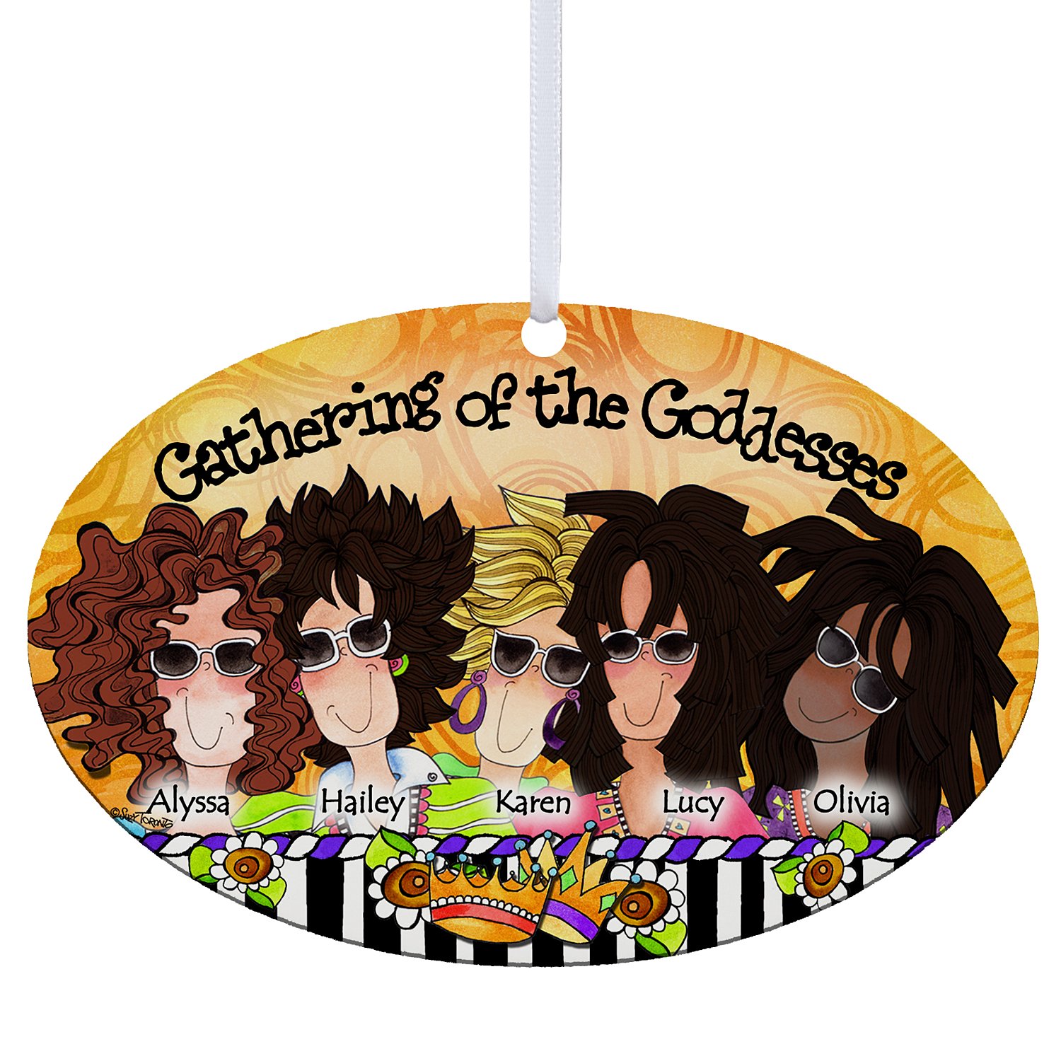 Gathering of the Goddesses Oval Ornament by Suzy Toronto - 5 Girls
