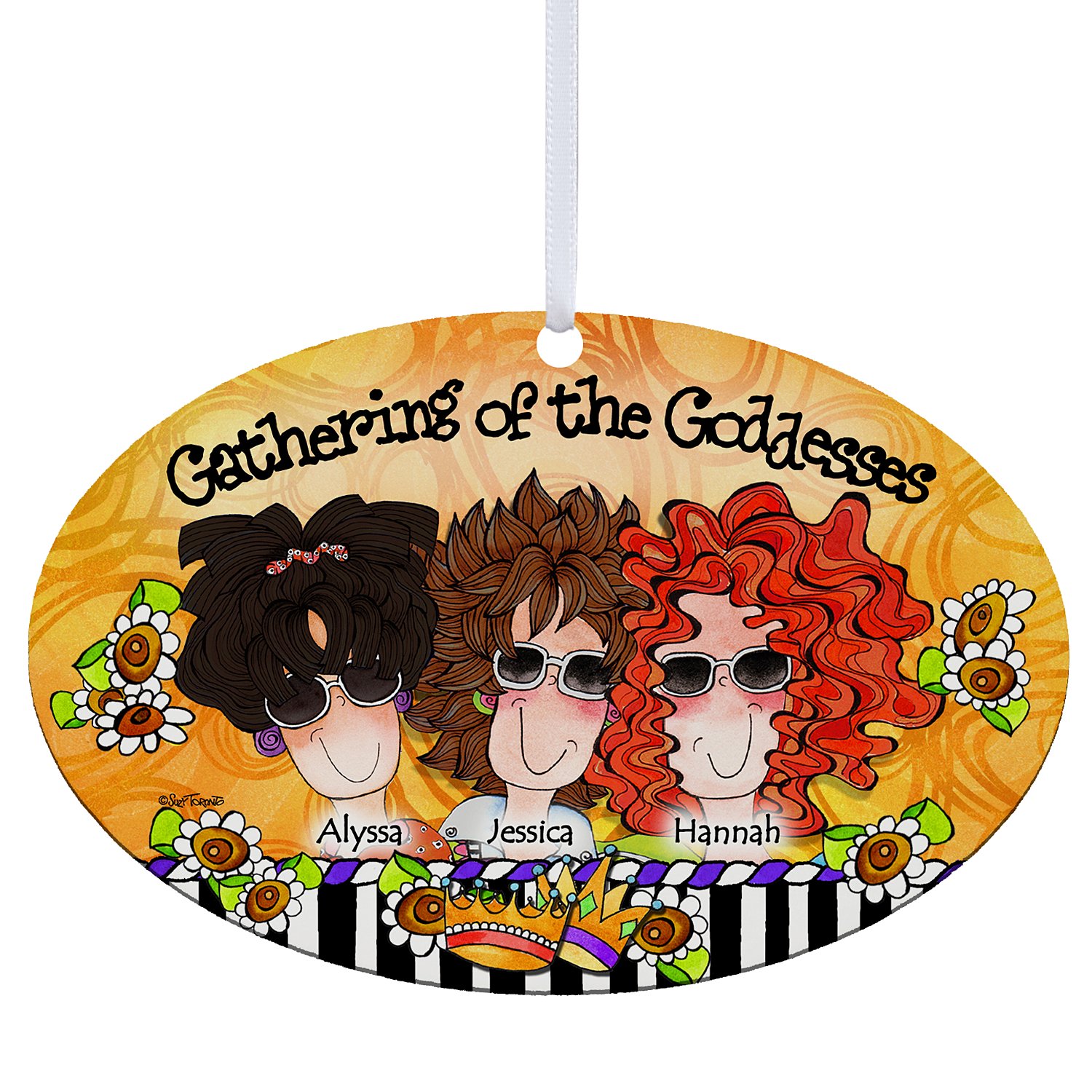 Gathering of the Goddesses Oval Ornament by Suzy Toronto - 3 Girls