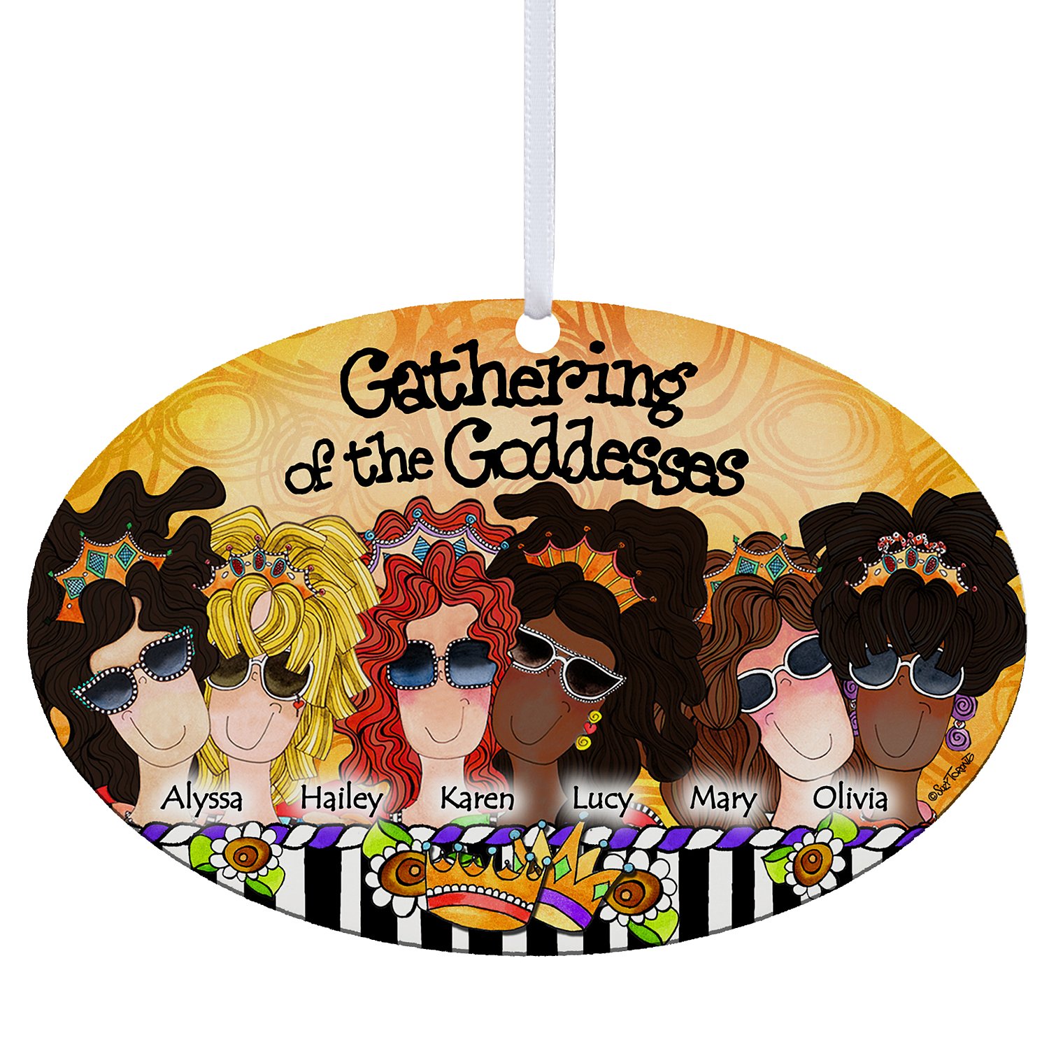 Gathering of the Goddesses Oval Ornament by Suzy Toronto - 6 Girls