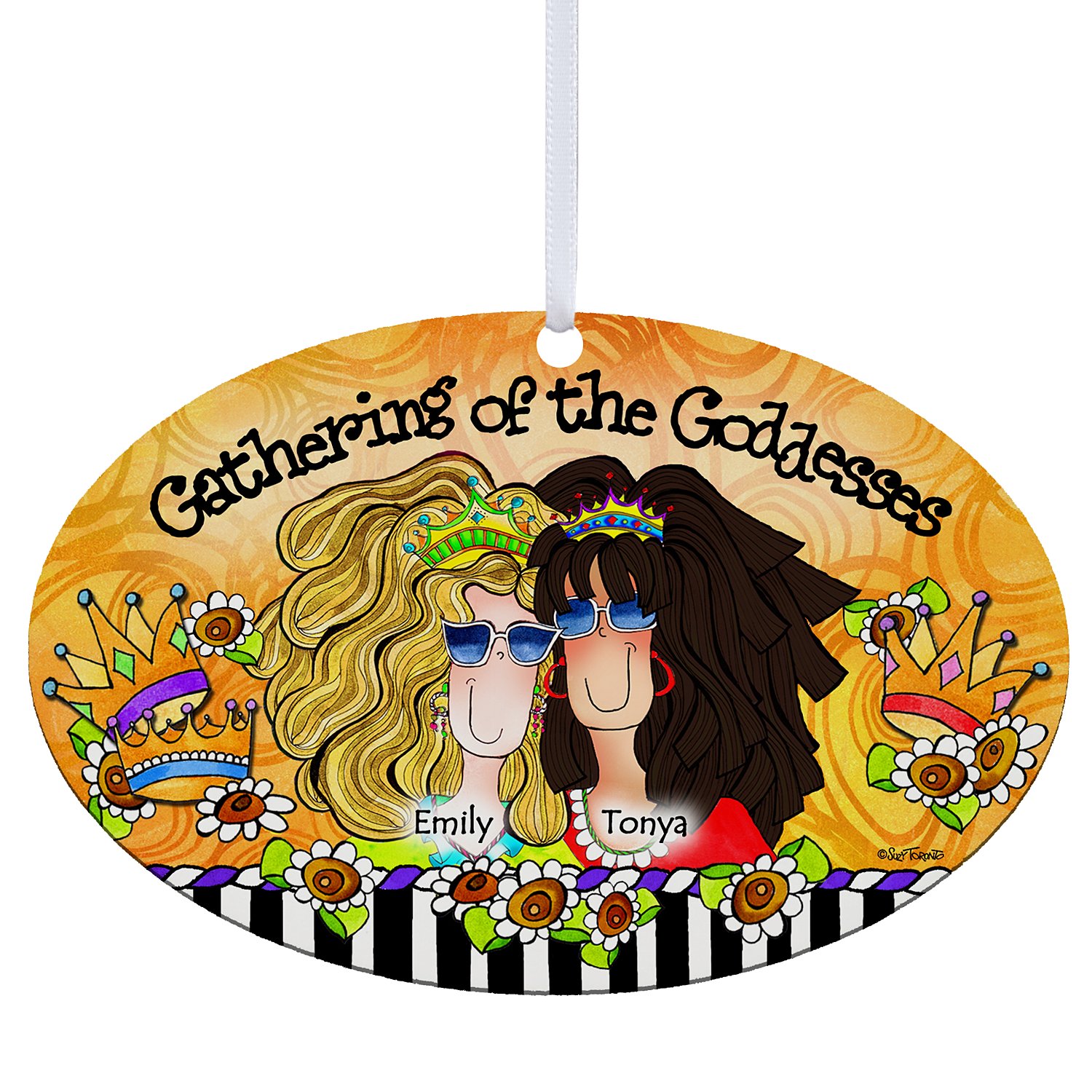 Gathering of the Goddesses Oval Ornament by Suzy Toronto - 2 Girls