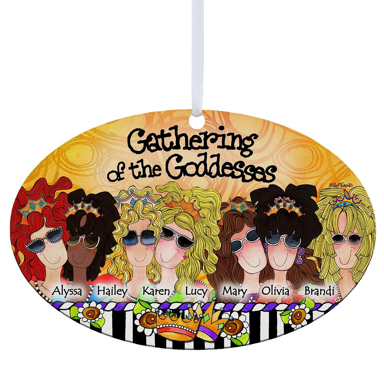 Gathering of the Goddesses Oval Ornament by Suzy Toronto - 7 Girls