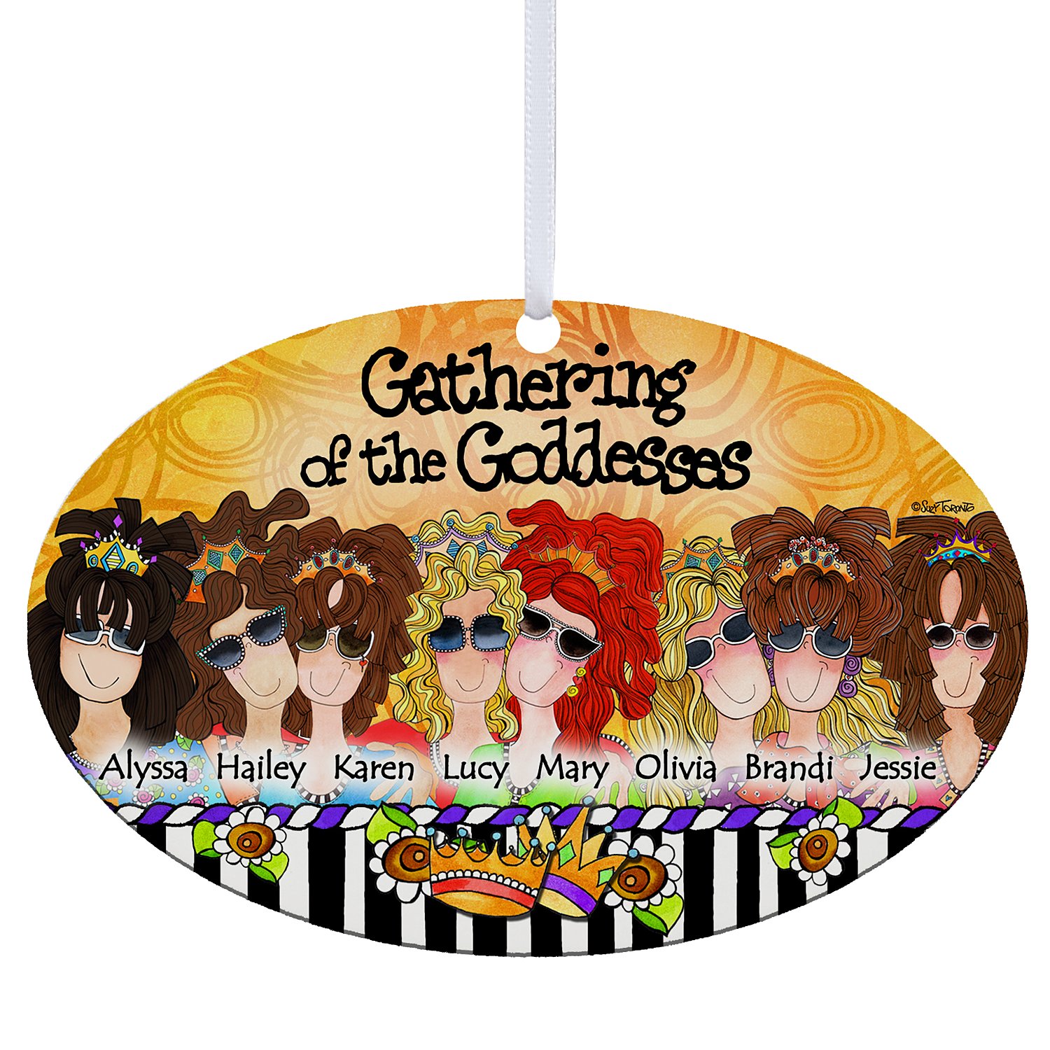 Gathering of the Goddesses Oval Ornament by Suzy Toronto - 8 Girls