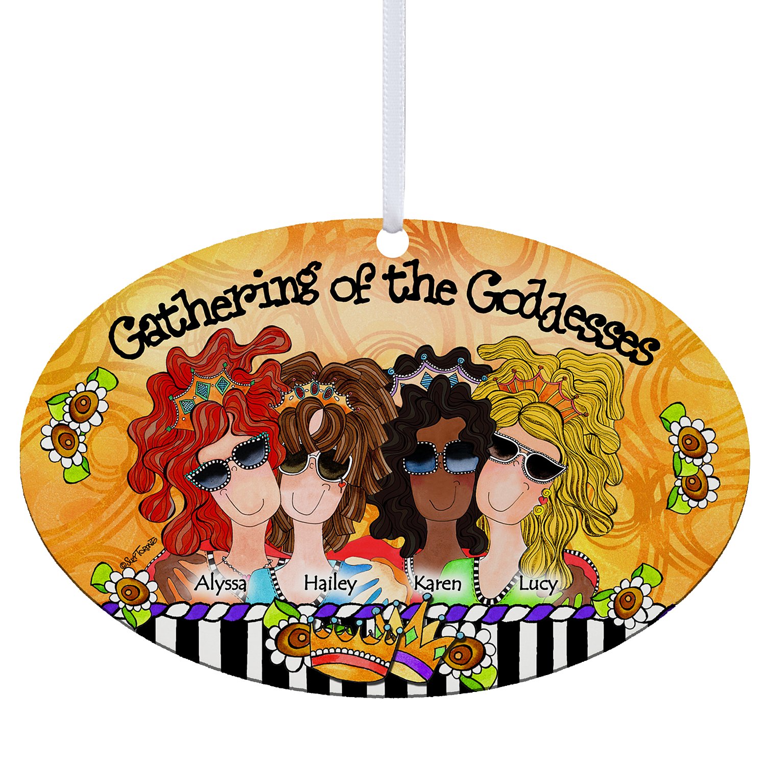 Gathering of the Goddesses Oval Ornament by Suzy Toronto - 4 Girls