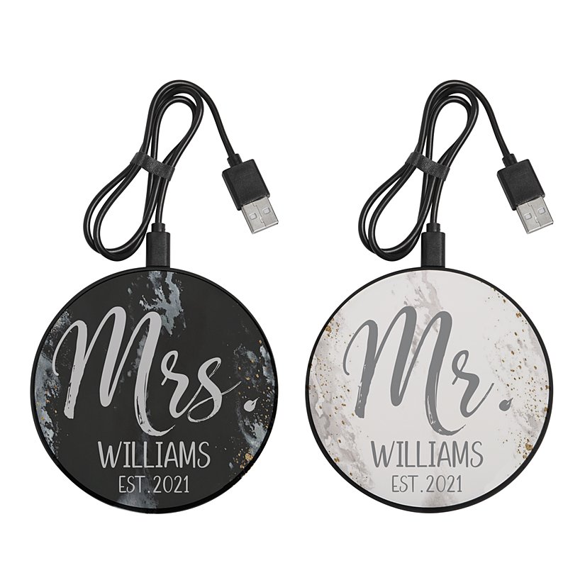 His and Hers Personalized Wireless Charger Set