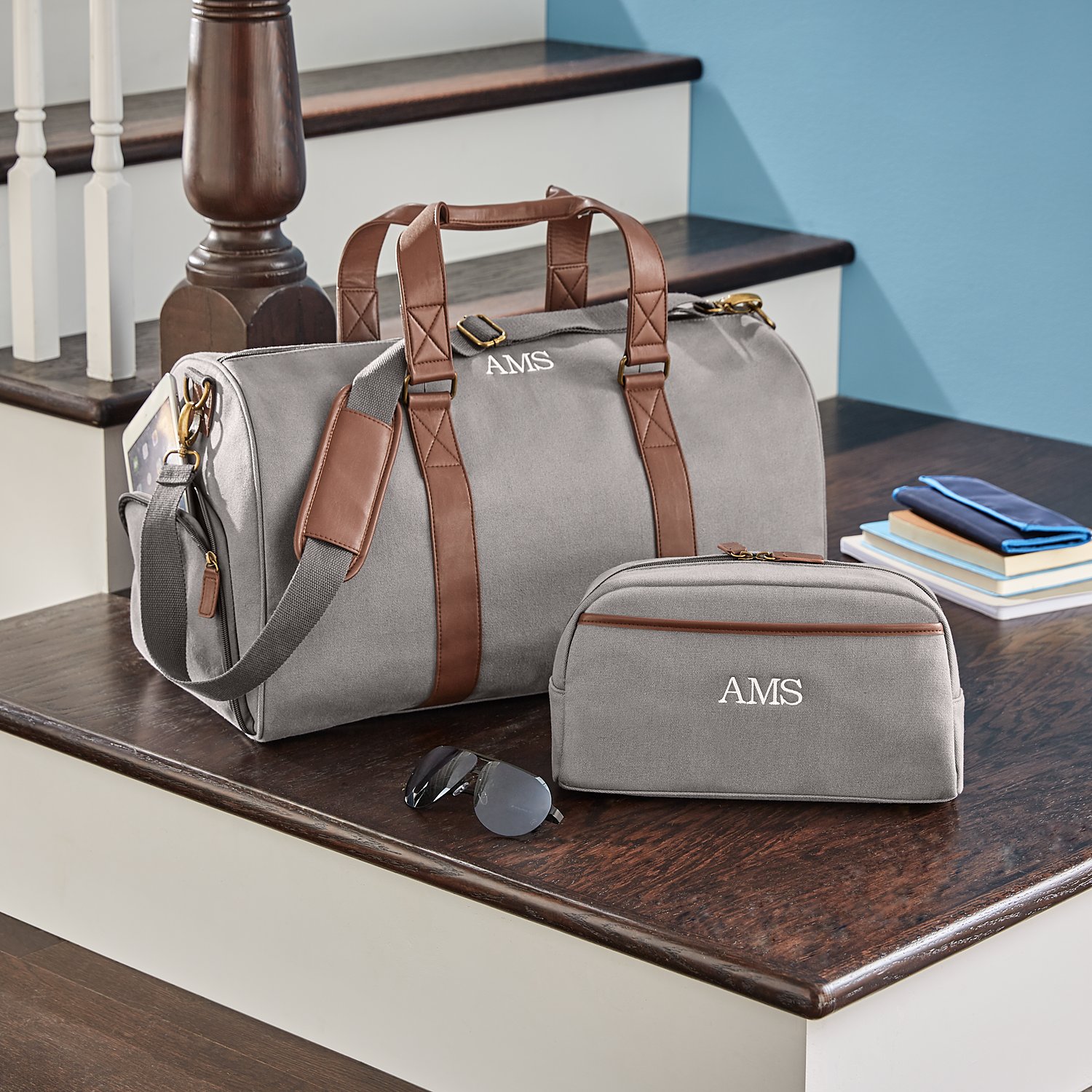 Canvas & Leather Duffle Bag + Dopp Kit