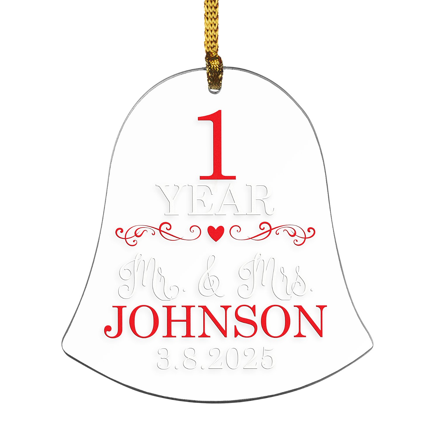 Anniversary Bell Ornament - Year - Red