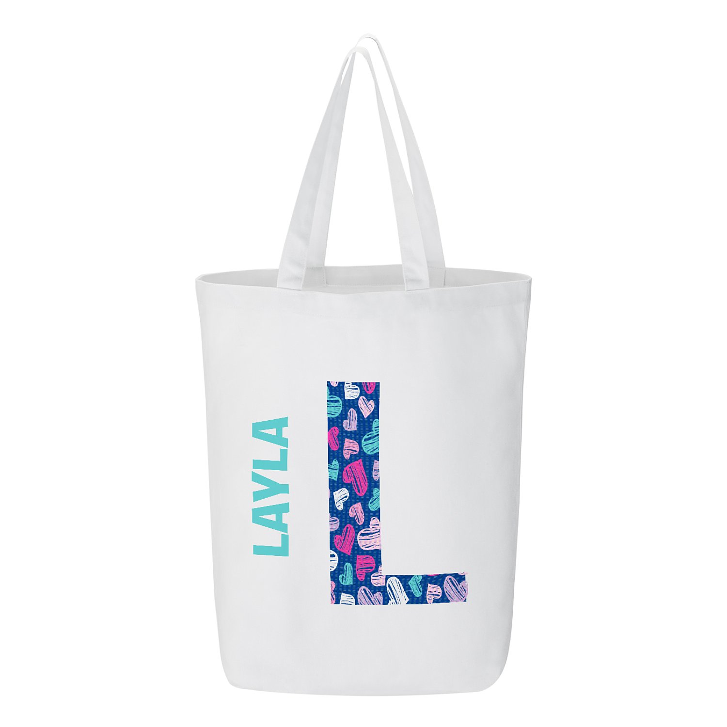 Charming Patterned Tote Bag - Bright Hearts