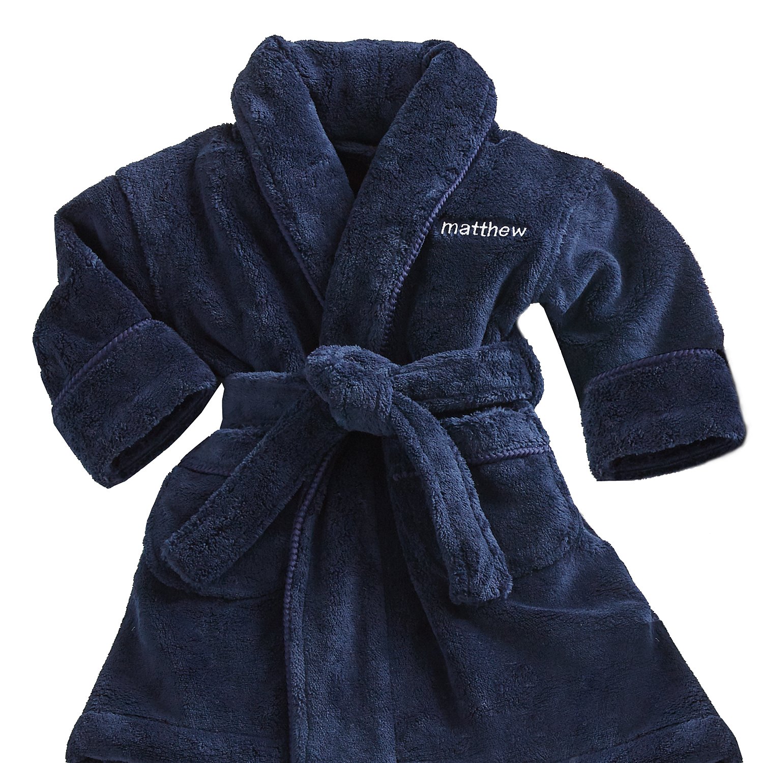 Five-Star Baby Robe - Navy-12-24 Mths-Gray Thread