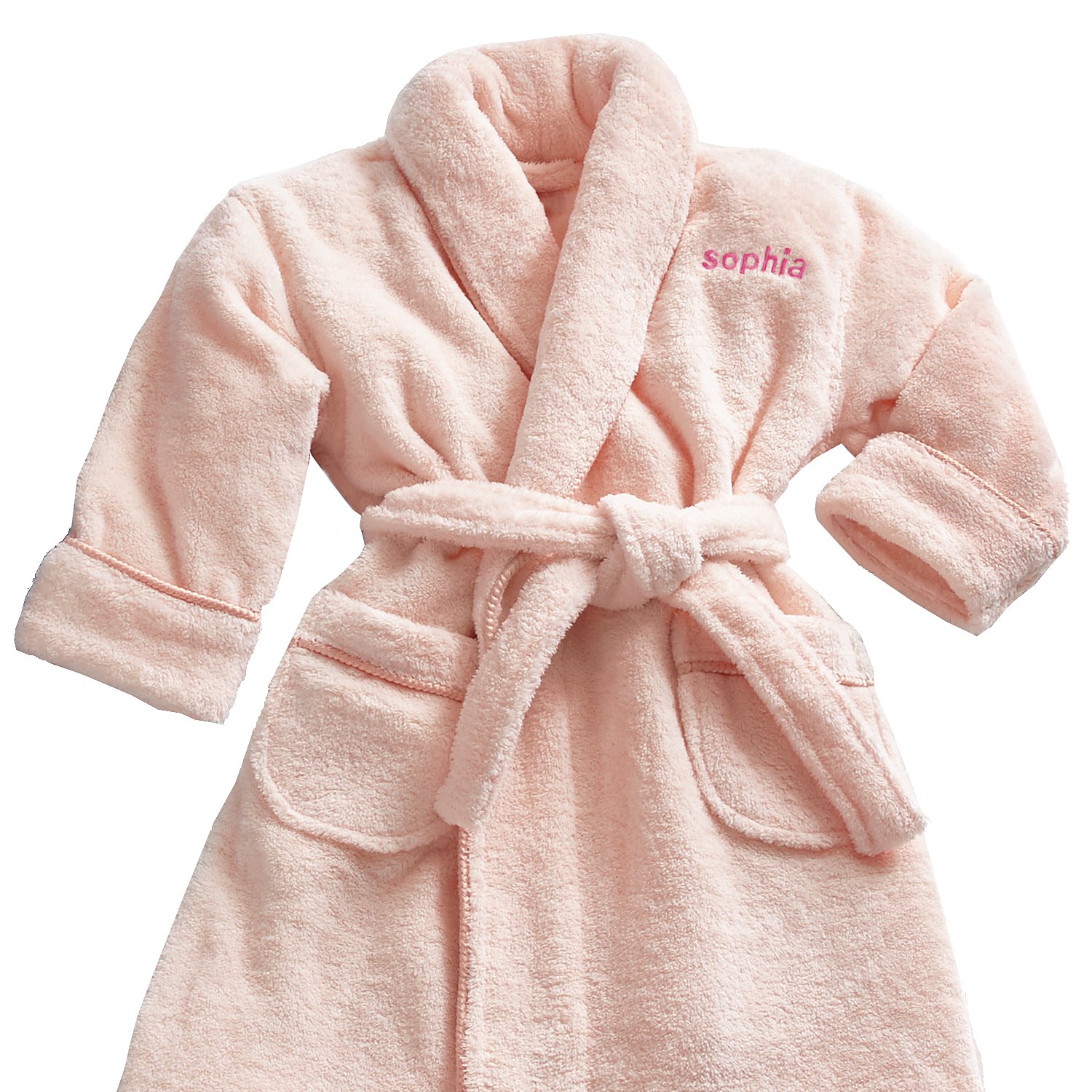 Cozy Plush Baby Robe - Light Pink - 6-12 Mths - Pink Thread