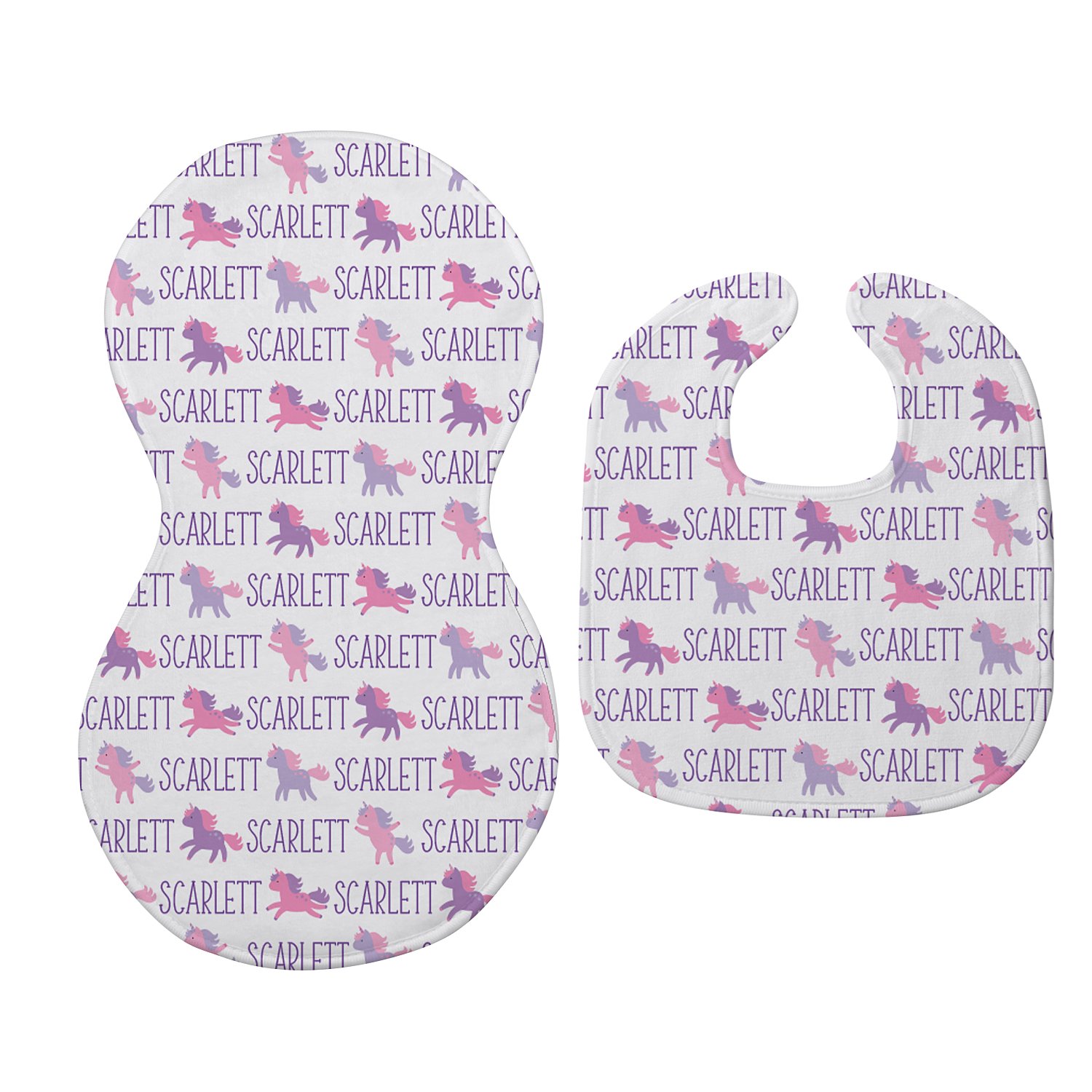 Baby Love Unicorn Bib & Burp Cloth Set