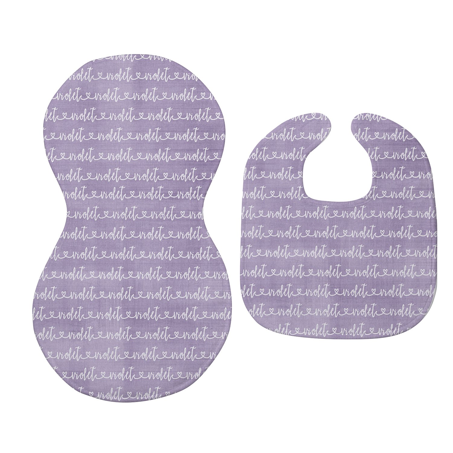 Stylishly Crafted Bib & Burp Cloth Set - Purple