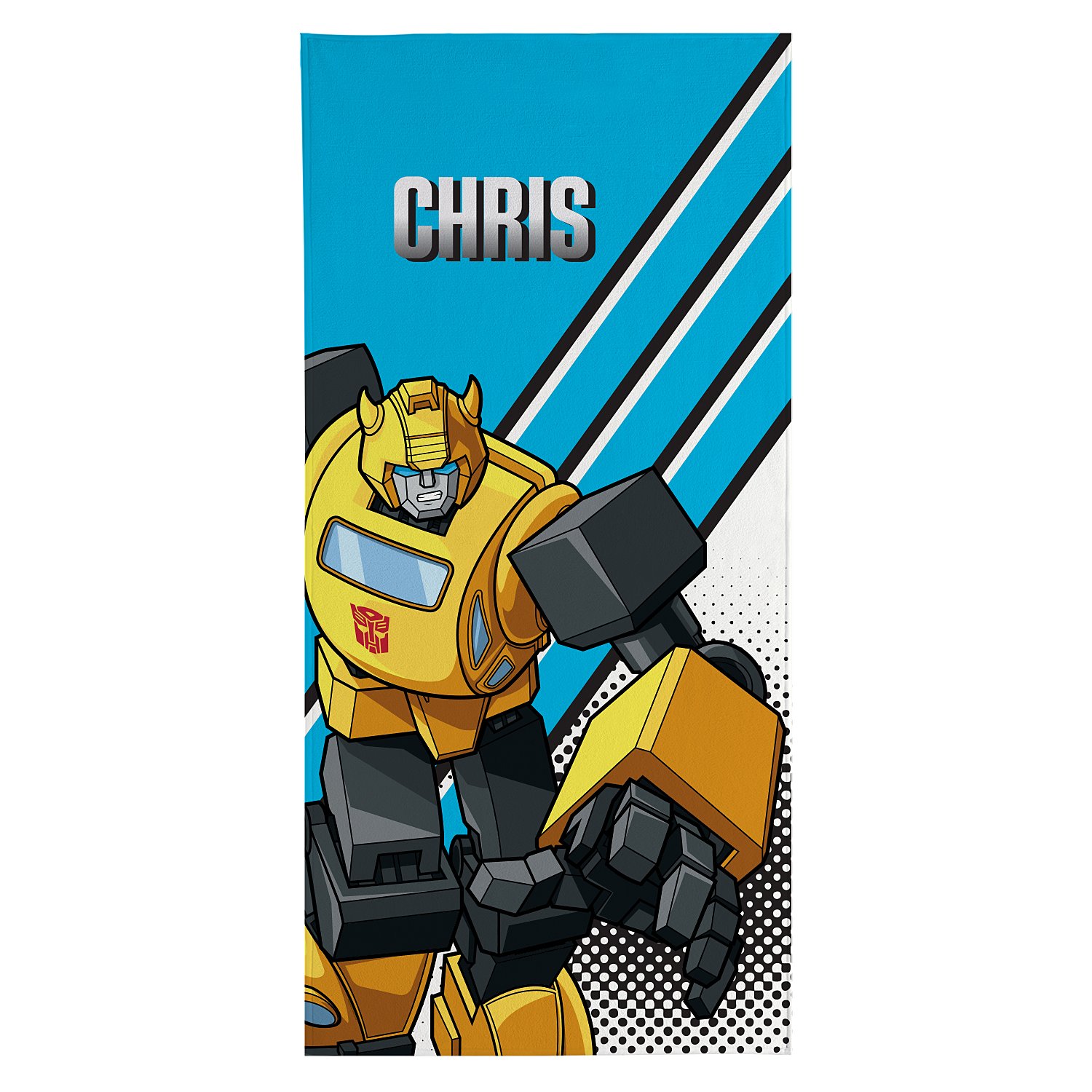 TRANSFORMERS Bold Stripes Personalized Beach Towel-Standard-Bumblebee