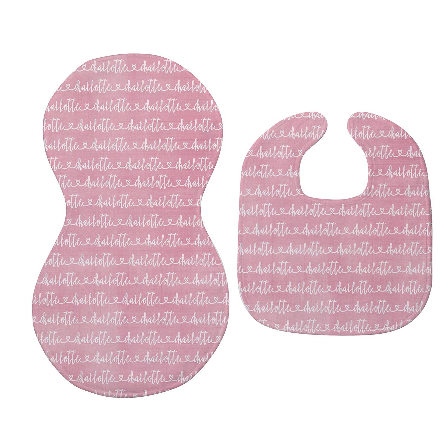 Stylishly Crafted Bib & Burp Cloth Set - Pink