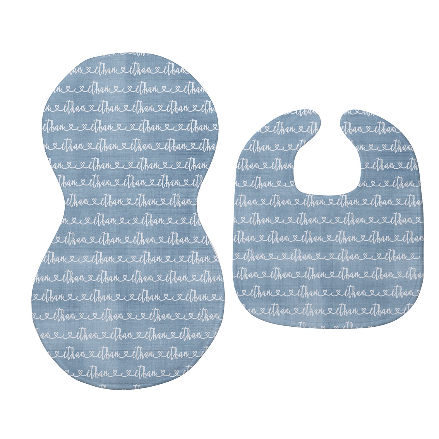 Stylishly Crafted Bib & Burp Cloth Set - Blue