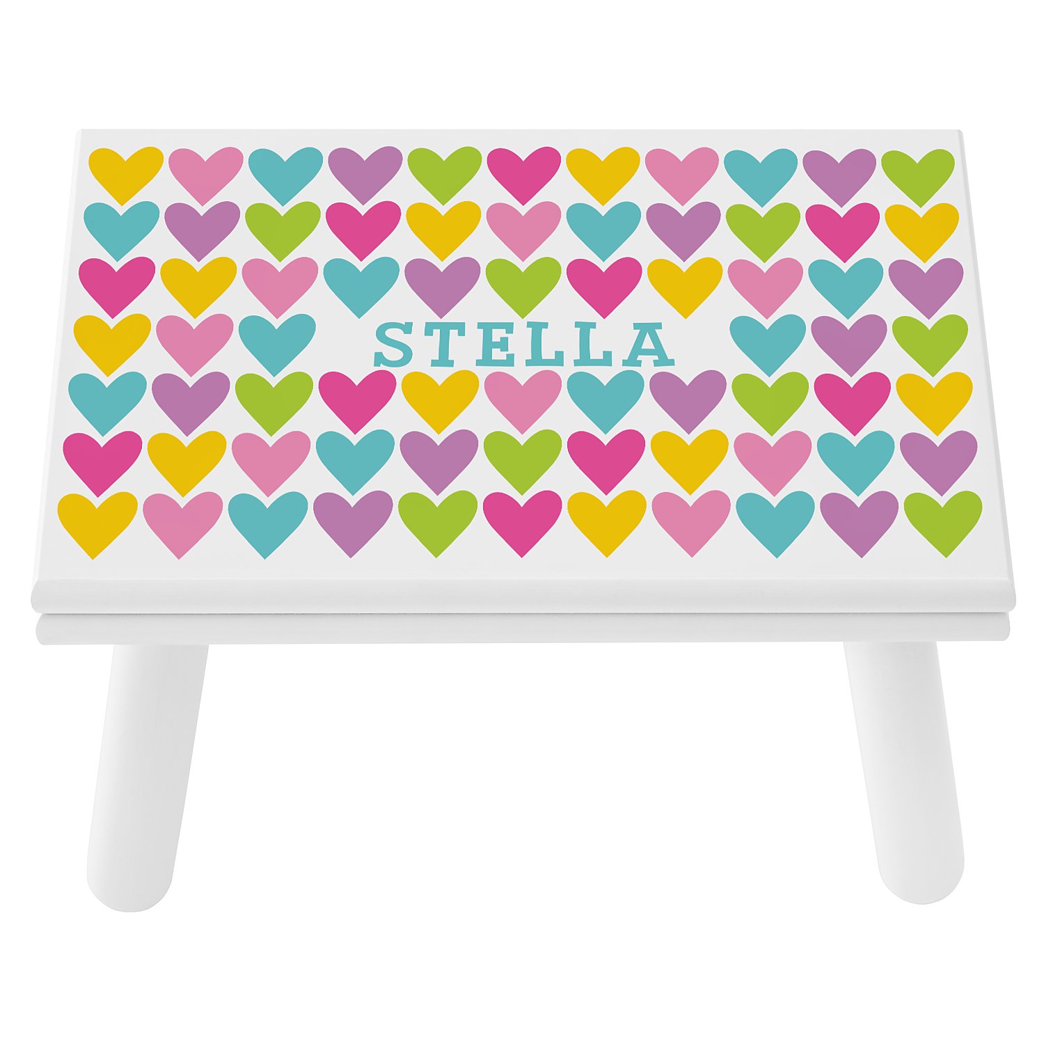 Abundance of Hearts Step Stool - White