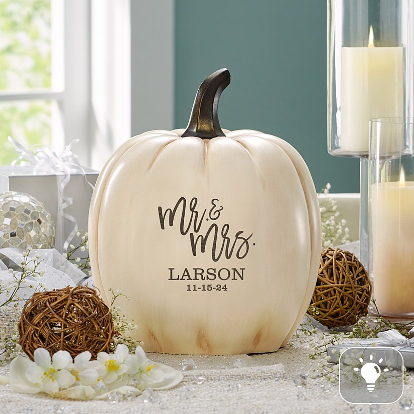 Illuminated Festive Love Personalized XL Pumpkin